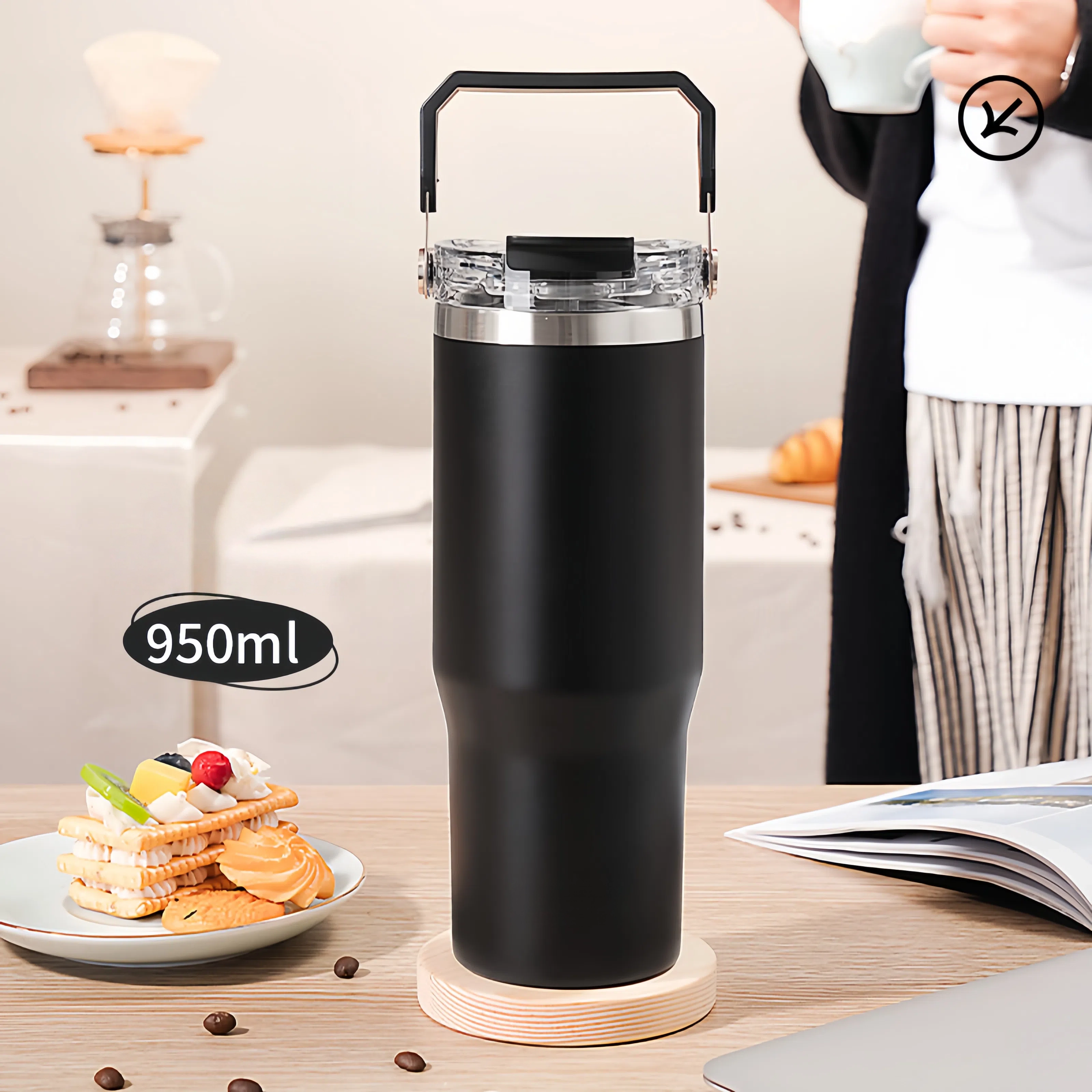 950 BLACK Dual-Spout Water Cup