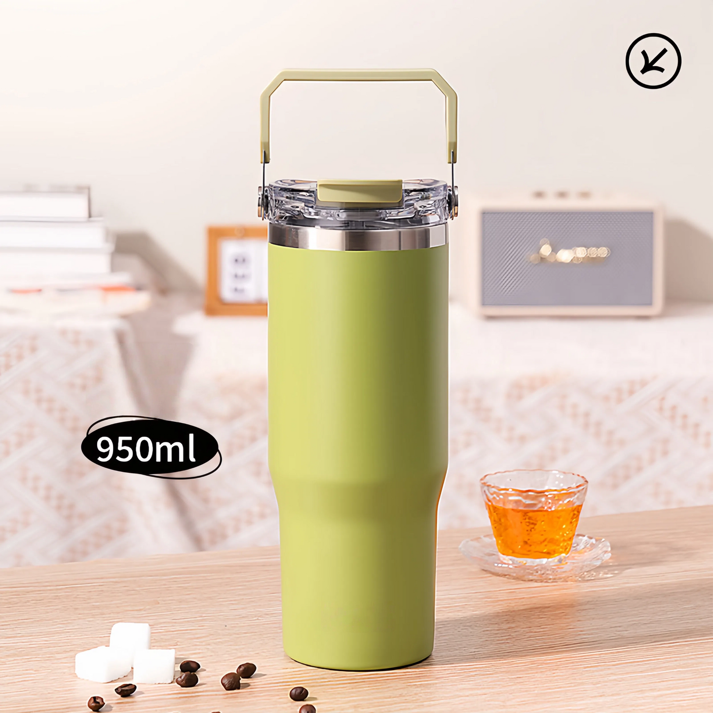 950ML GREEN Portable Handle Insulated Cup